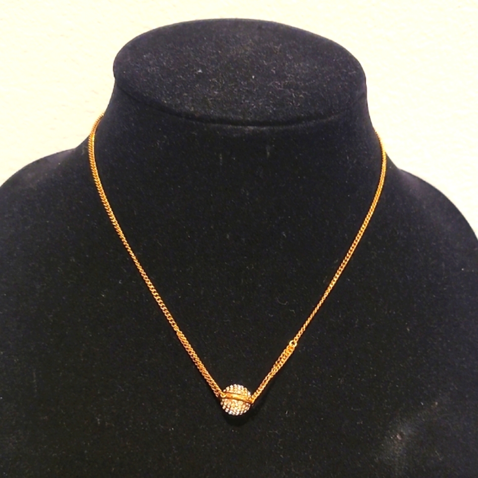 Vita Fede Rose Gold Minimalist Necklace With Pav Crystal Sphere Pendant New 75$